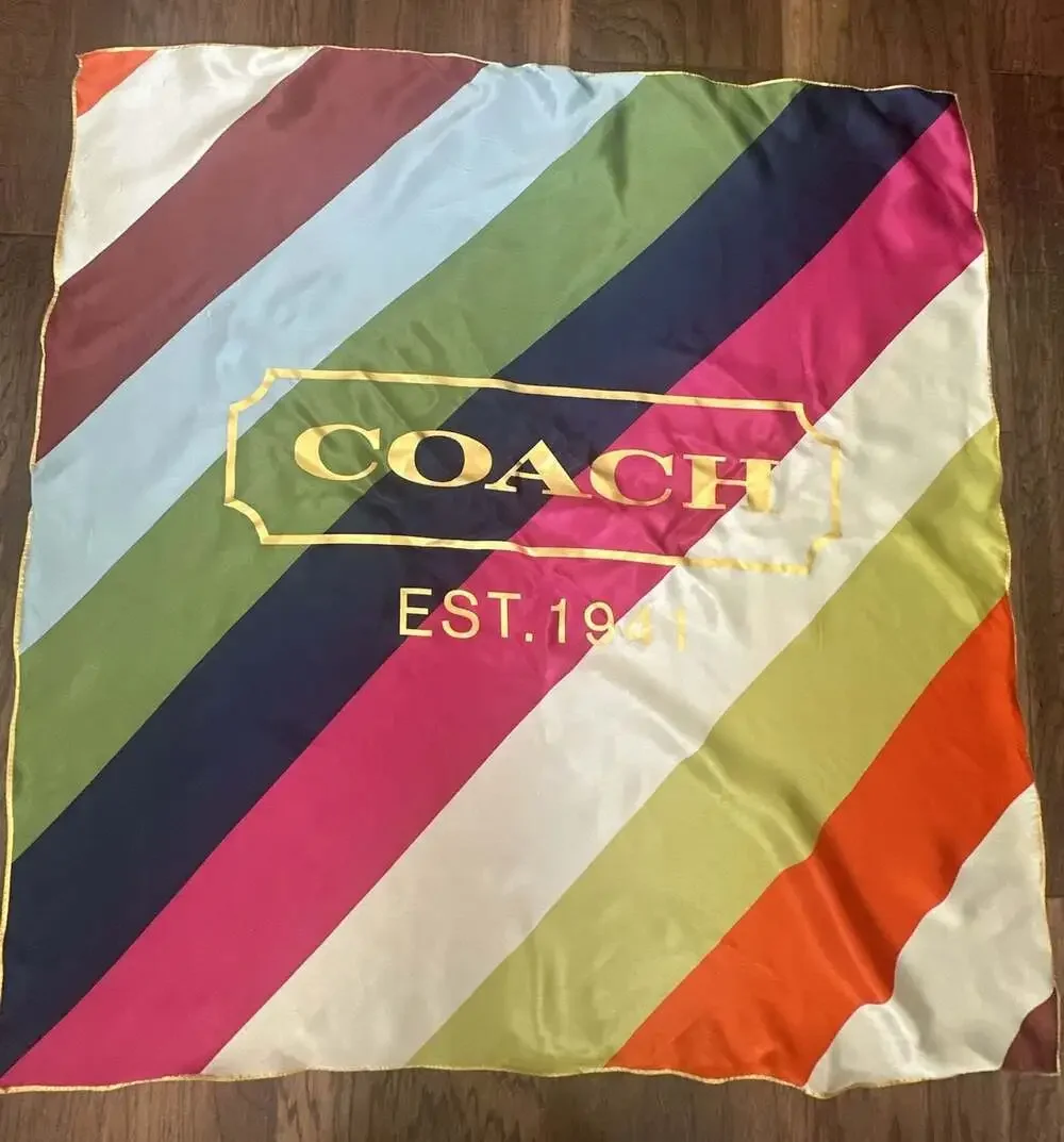 Coach Hadley Legacy Stripe Silk Square Scarf Multi